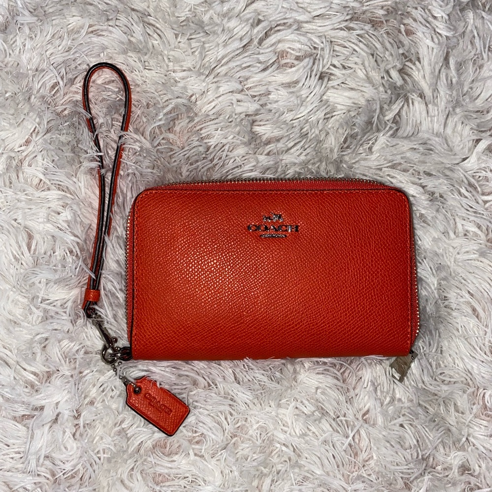 Coach Accordion Orange Zip Wallet